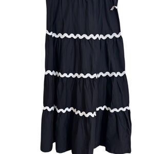 Black and White Tiered Prairie maxi Skirt